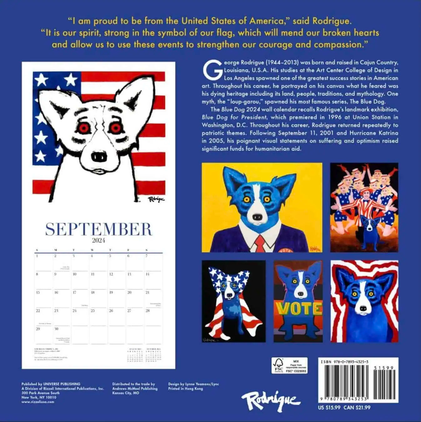 2024 Blue Dog Wall Calendar