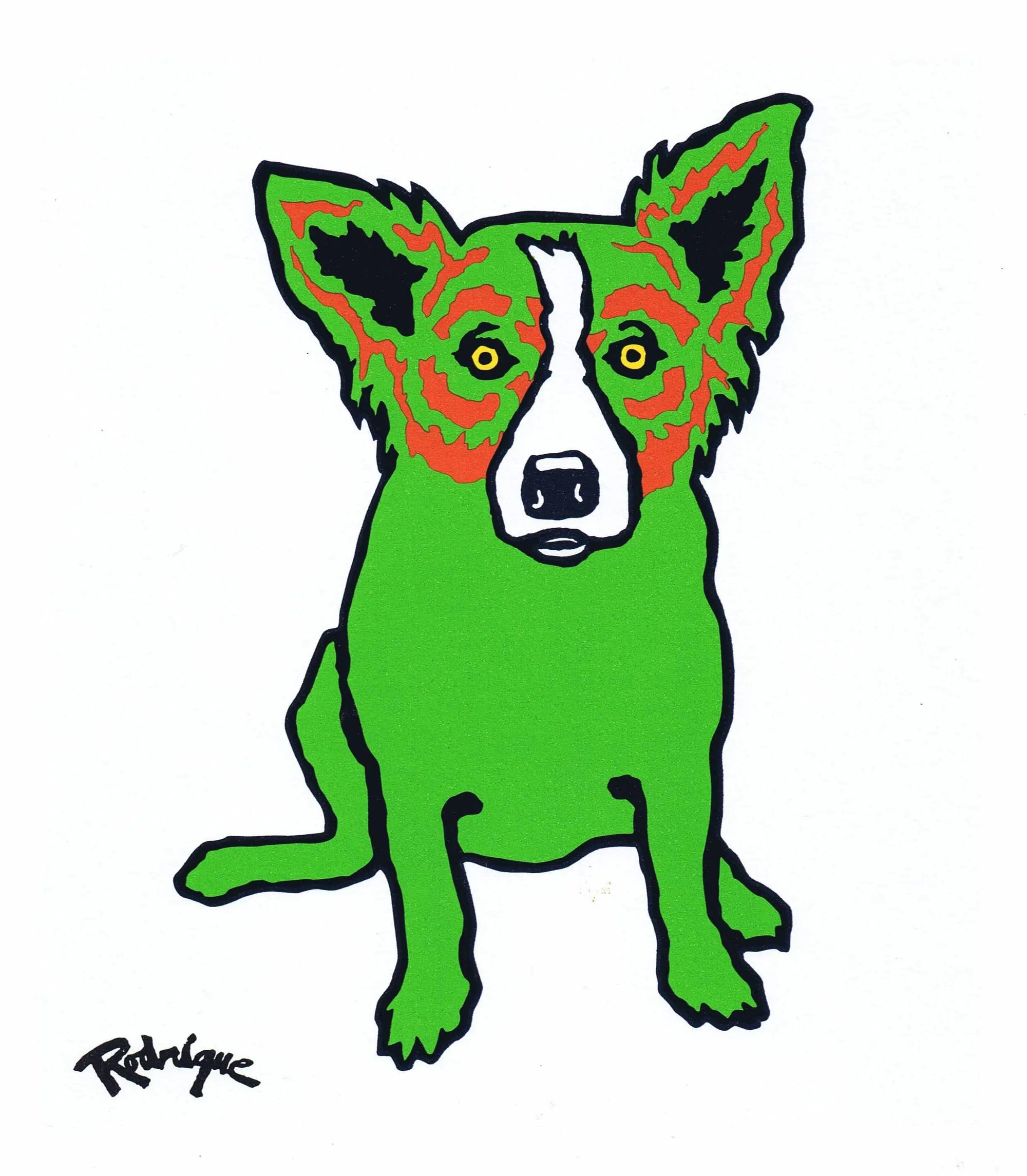 Untitled, P Series, Dog on White, Green/Red