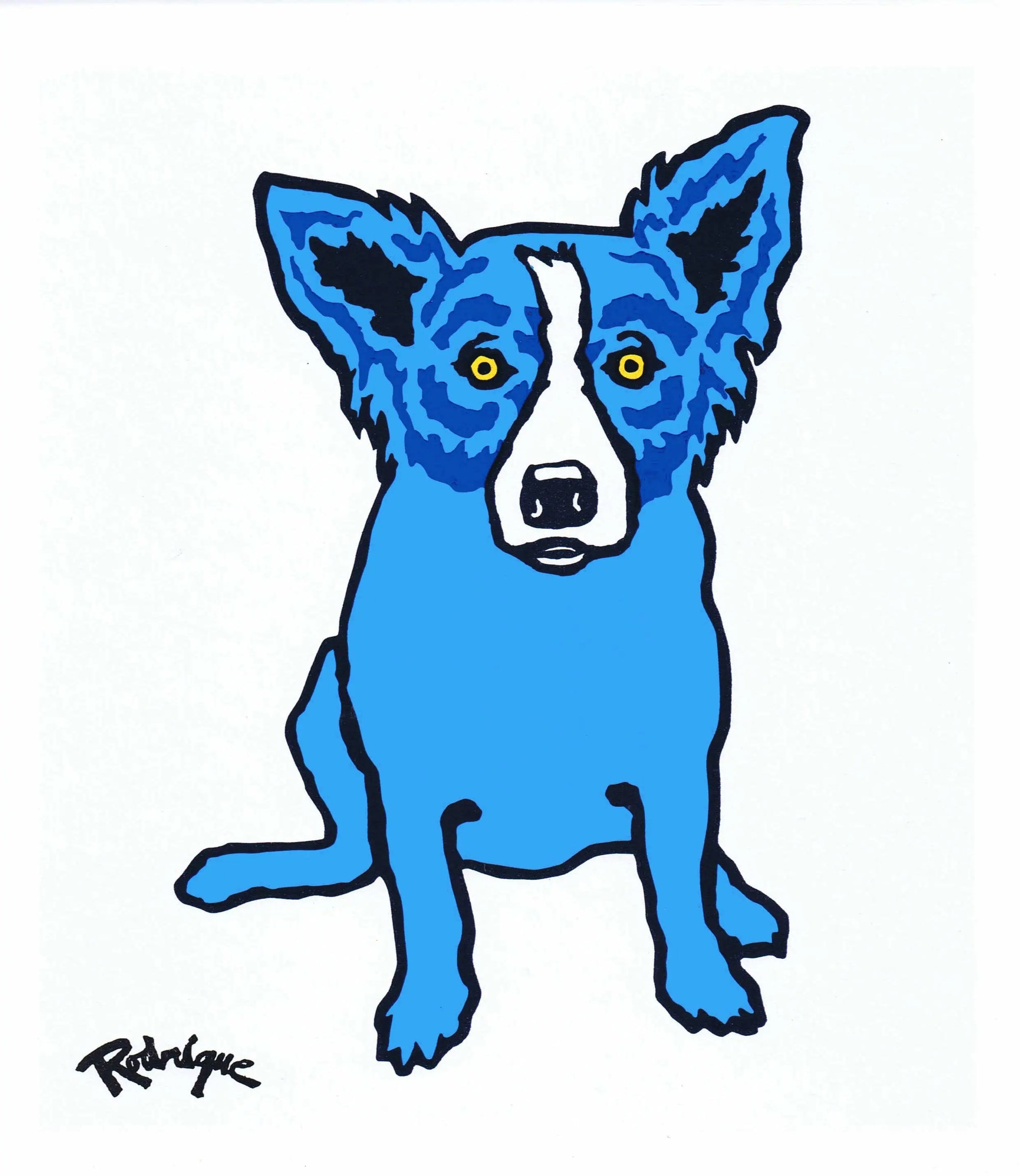 Untitled, P Series, Dog on White, Light Blue