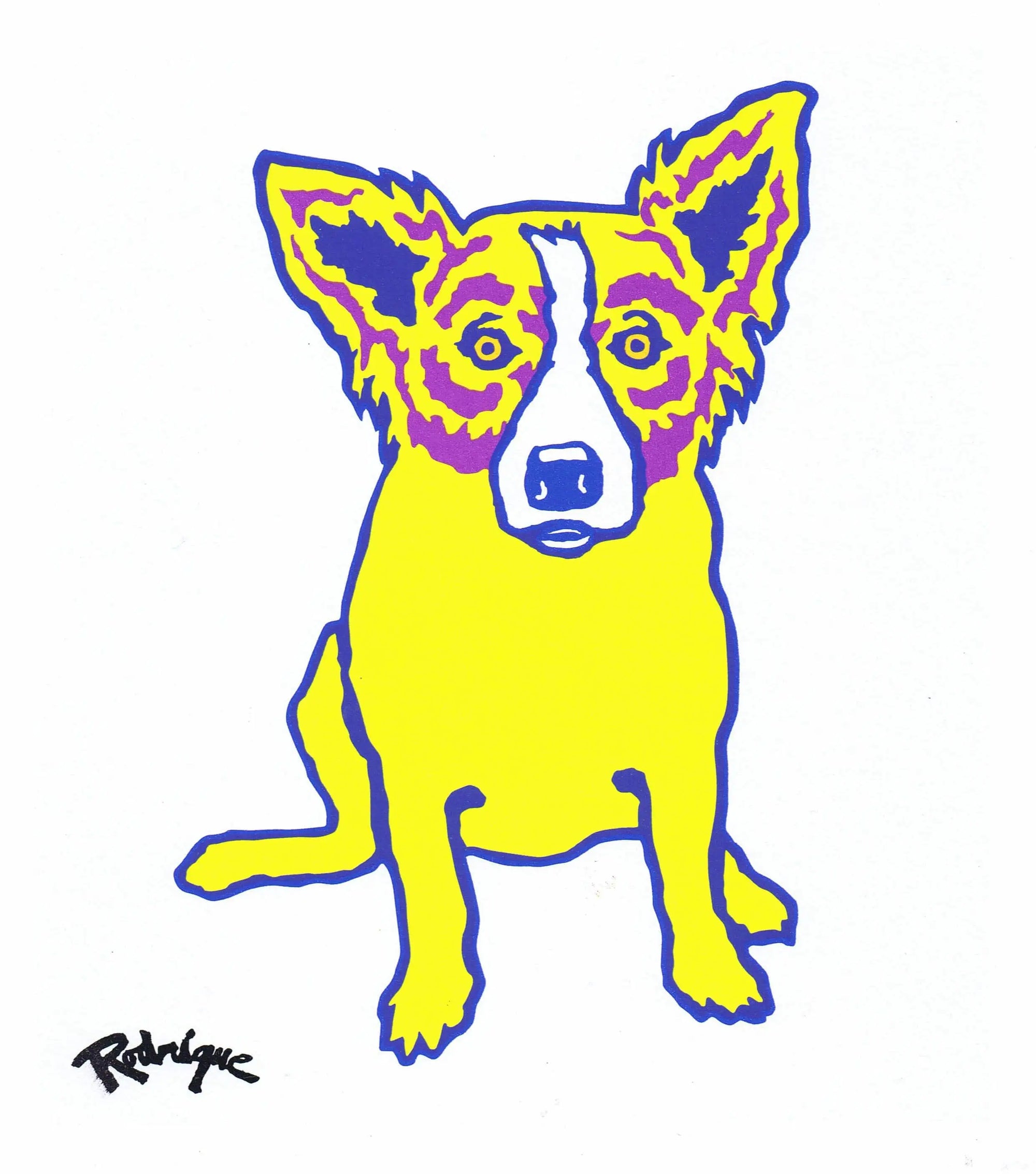 Untitled, P Series, Dog on White, Yellow/Purple
