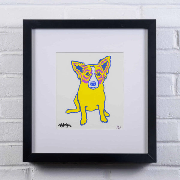 Untitled, P Series, Dog on White, Yellow/Purple