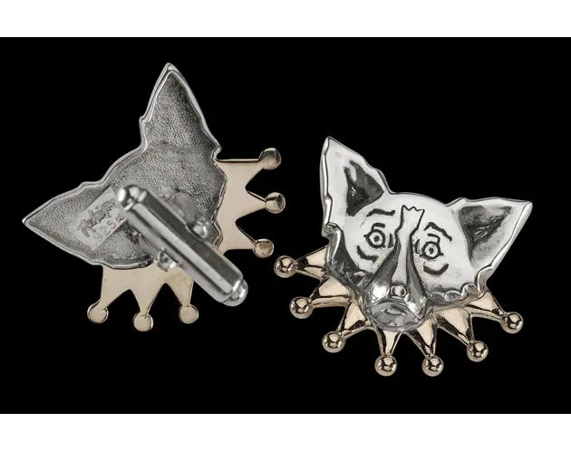 Cuff Links: Mardi Gras/Silver with Gold Collar