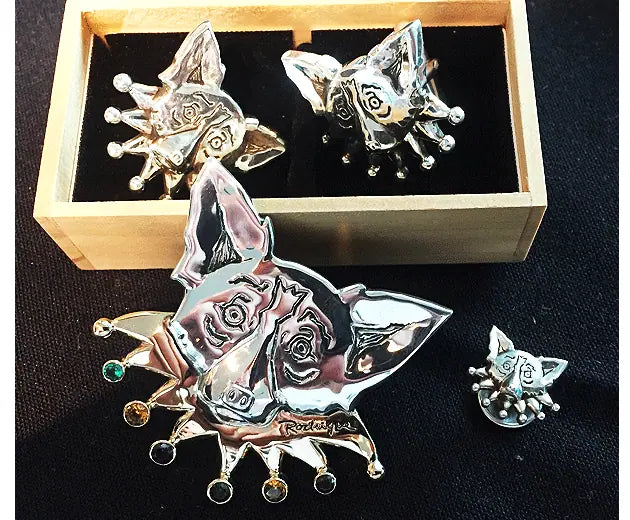 Cuff Links: Mardi Gras/Silver with Gold Collar
